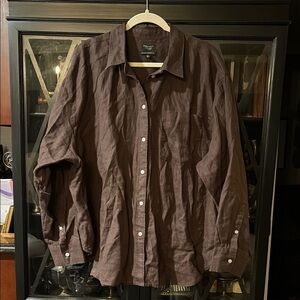 Baird McNutt Irish Linen for J. Crew dark brown shirt